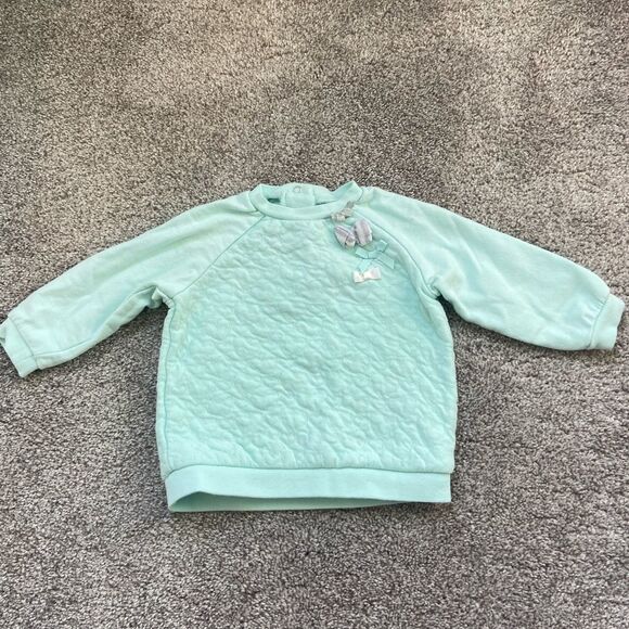 Little Me Baby Girl Mint Green Bow Sweater - Picture 1 of 6
